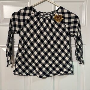 Crown & Ivy Kids Size Medium Checkered Blouse Top With Bow